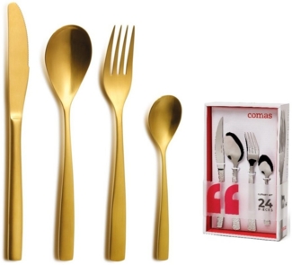 COMAS Besteck-Set BARCELONA GOLD 24 Teile Edelstahl 18/10 - 3 mm / PVD-Beschichtung / Gold-Finish