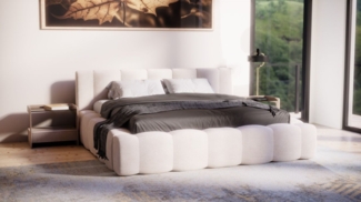 Polsterbett Doppelbett Bett LIZETH 120x200 cm in Stoff Perfect Harmony Hellbeige