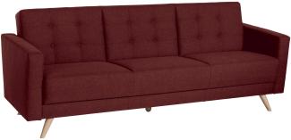 Sofa 3-Sitzer mit Bettfunktion Karisa Bezug Flachgewebe Buche natur / rot 21926