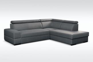 Ecksofa Sofa LETO mit Schlaffunktion Dunkelgrau Ottomane Rechts