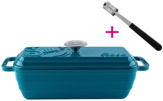 Sallys Brotbackform Hochwertiger Gusseisen-Bräter & Brotbackform Baba – 2,8 l rechteckig, (ideal zum Brotbacken & Braten, flach & gleichmäßig hitzebeständig Grill/Backofen), 38,6×13,6 ×14,5 cm / 2,8 l, Vollgusseisen mit Emaille