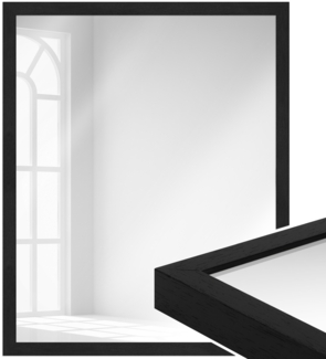 WANDStyle Wandspiegel H960 aus Massivholz in Schwarz gemasert 43 x 63 cm im Stil Modern