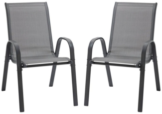 Outsunny Gartenstuhl mit Armlehne, aus Metall (Stapelstuhl, 2 St), Grau 70 x 54 x 90 cm