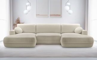 AX LIVING Ecksofa mit Schlaffunktion Beige Peoni 364 cm breit elegant