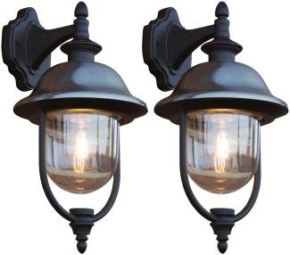 2er-Set hängende Wandleuchten PARMA, Edelstahl Lampendach, E27, IP43