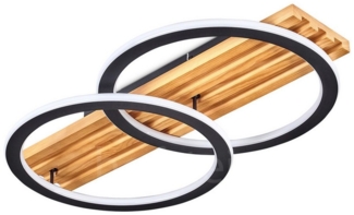 hofstein Deckenleuchte moderne Deckenlampe aus Holz/Metall/Kunststoff in Natur/Schwarz/Weiß, LED wechselbar, 3000 Kelvin, im skandinavischen Design, 1100 Lumen, 3000 Kelvin, LED 24 Watt