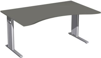 Schreibtisch 'C Fuß Pro' Ergonomieform, feste Höhe 160x100 cm, Graphit / Silber