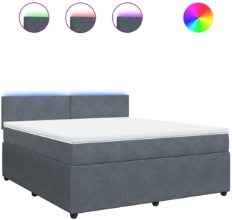 vidaXL Boxspringbett mit Matratze Dunkelgrau 180x200 cm Samt 3290101