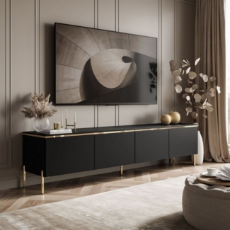 ALLHOUSE24 TV-Schrank NELLY Metallbeine LED Beleuchtung Sideboard mit verschiedene Farben Breite 200 cm