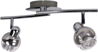 näve Deckenspots Boccia, LED wechselbar, Warmweiß, 2flg. incl. LED GU10 6W, chrom, Glasschirm, verstellbare Spots, l:41cm