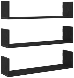 vidaXL Wandregale 3 Stk. Schwarz Eichen-Optik 80x18x18cm Holzwerkstoff 868072