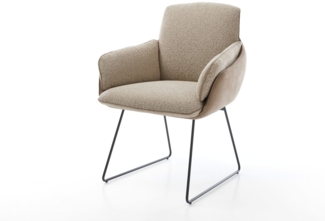 Esszimmerstuhl Luan-Flex mit Armlehnen Materialmix Schlamm Kufengestell Schwarz