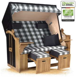 Strandkorb Hanse Strandkorb Strandkorb Ostsee XXL 2,5 Sitzer Volllieger in Schwarz Anthrazit, BxTxH: 150 x 80 x 160 cm, Ostsee XXL Volllieger, Ostsee 2,5-Sitzer Modell 2025, Stabiles Wacholder mit handgefertigtem Polyrattangeflecht