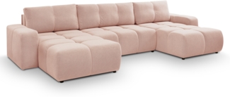 AX LIVING Ecksofa mit Bettkasten und Schlaffunktion Hosio 359 cm in Rosa-Creme