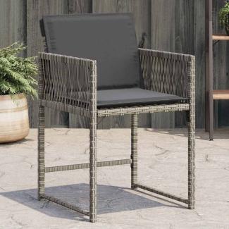 vidaXL Gartenstühle mit Kissen 4 Stk. Grau Poly Rattan 365019