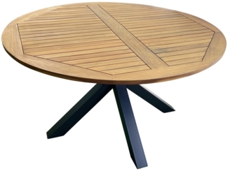 TPFGarden Gartentisch CANTERBURY (Outdoor Tisch rund - 130 cm - Alu anthrazit und Akazie, Hochwertiger und robuster Gartentisch - FSC®-zertifiziert), Outdoor Esstisch - Terrassentisch - Maße (BxHxT): 130 x 75 x 130 cm