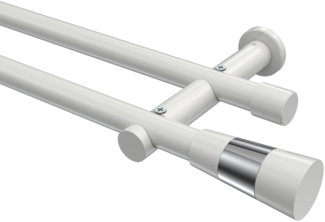 Gardinenstangen-Set Platon Tanara 600 cm (geteilt in 3 x 200 cm), 2-läufig (ohne Ringe), 20 mm Ø Weiß