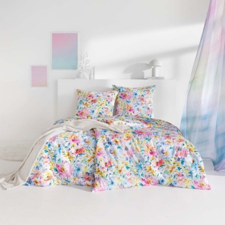 Estella Mako-Satin Bettwäsche Impulse Alanis 155x220 + 1 x Kissen 80 x 80 Floral multicolor