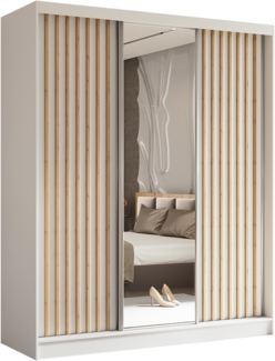 AX LIVING Cabinio Schwebetüren Kleiderschrank Weiß Eiche Artisan 180