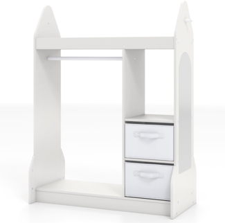 Kinderspiel-Kleiderschrank Spielzeug-Verkleidungscenter für Kinder mit Acrylspiegel Kleiderbügel Weiß