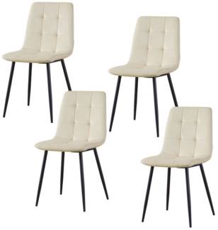 HTI-Living Polsterstuhl Esszimmerstuhl 4er Set Creme Mesa (Set, 4 St), Küchenstuhl mit Samtbezug