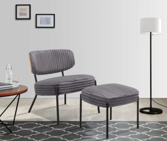 andas Loungesessel Lovberg in Cord und Easycare-Bezug, eleganter Sessel mit Hocker