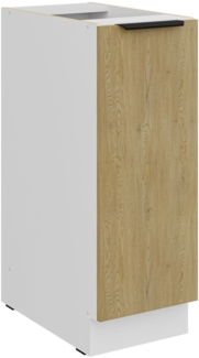 Küchen Unterschrank Schrankauszug 30 cm CREMONA Eiche hell + Weiß matt Küche Küchenzeile Küchenblock Einbauküche