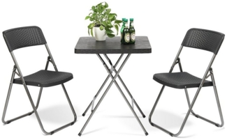 Sekey Balkonset Balkonmöbel Set 2 Personen Platzsparend Balkonset aus Polyrattan, (3-tlg), Gartentisch und 2 Gartenstuhl Klappbar Gartenmöbel für Balkon Terrasse