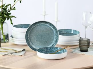 my home Tafelservice modernes Geschirr-Set, Service Nydala (12-tlg), 6 Personen, Steinzeug, hohe Haltbarkeit, spülmaschinen- & mikrowellengeeignet, Reaktivglasur