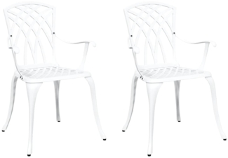 vidaXL Gartenstuhl 2 pcs Weiß 55 x 56,5 x 91 cm Aluminium 42002400