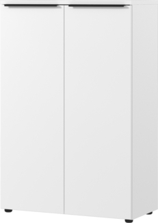 bümö Space Aktenschrank Holz, Mehrzweckschrank 81 cm breit in Weiß - Regal mit Türen für 3 OH, Büro Schrank klein als Möbel für Arbeitszimmer, Büroschrank, Bücherregal & Ordnerschrank, SPCAS3OH-84