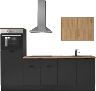 KOCHSTATION Küchenzeile KS-Georgia, mit 38mm starker Arbeitsplatte, Breite 250 cm, wahlweise mit E-Geräten und Kühlschrank