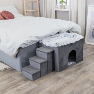 TRIXIE Schlafhöhle Höhle Harvey mit Treppe grau/weiß-schwarz für Katzen
