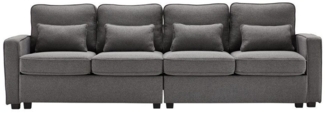 Sweiko Sofa 4-Sitzer-Sofa aus Leinenstoff, Viersitzer-Sofa mit Armlehnentaschen und 4 Kissen