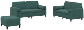 vidaXL 3-tlg. Sofagarnitur mit Kissen Dunkelgrün Samt 3202006