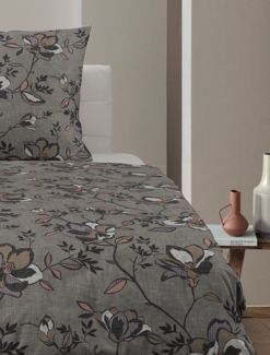 Irisette Feinbiber Bettwäsche Koala 155x220 Blütenranken braun lachs 8616-90