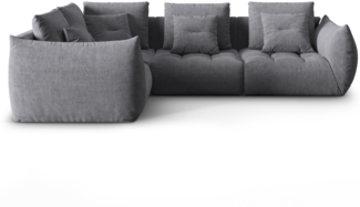 Micadoni Ecksofa Bloom 4-Sitzer Strukturierter Stoff Grau Links