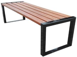 Casa Padrino Luxus Gartenbank Braun / Schwarz 150 x 47 x H. 45 cm - Moderne Sitzbank ohne Lehne