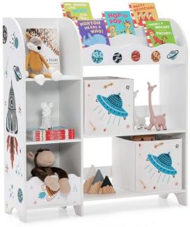 COSTWAY Bücherregal, Kinder, Spielzeugregal mit 5 Fächern, 2 Boxen & Regalen