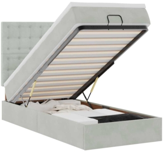 vidaXL Ottoman-Bett mit Matratzen Hellgrau 90x190 cm Samt 3313583