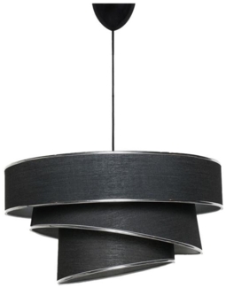 Vente-unique - Deckenleuchte höhenverstellbar - Stoff & Metall - 40 x 30-70 cm - Schwarz & Silberfarben - TAIRON