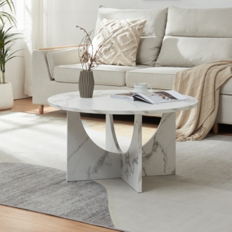 Couchtisch Rindal 80x42 cm Marmoroptik, weiß [en. casa]