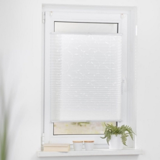 Lichtblick Sonnenschutzsysteme GmbH Plissee Shanghai 45 cm x 130 cm (BxL) Weiß Pflanze Tageslicht; einfache Installation mit Klemmträgern; verspannt