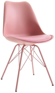 Licht-Erlebnisse Esszimmerstuhl ENZO, Rosa Kunstleder Metall B: 49cm schmal ohne Armlehne