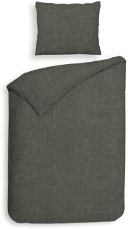 Heckett & Lane Flanell Bettwäsche 155x220 Franela Frost Grey grau uni Melange