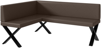 MEBLINI Eckbank für Esszimmer - Küchenbank - Essecke - Sitzecke Küche - ERIC - X-Beine 128 x 168 x 87 cm Links - Braun Kunstleder