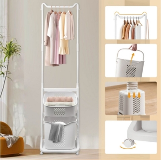 MULISOFT Kleiderständer offener Kleiderschrank mit Kleiderstangen, (1 St), Wäschesammler,Kleiderständer mit 4 Rollen,Kleiderablage