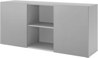 bümö Schwebetürenschrank, Sideboard Grau/Silber - Büromöbel Sideboard Holz 160cm breit, 42cm schmal, Büro Schrank mit Schwebetür für Flur oder als Wohnzimmer-Kommode, 1780-5-S