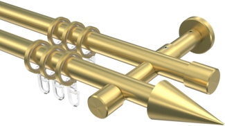 Gardinenstangen-Set Prestige Savio 600 cm (geteilt in 3 x 200 cm), 2-läufig, 20 mm Ø Messing-Optik