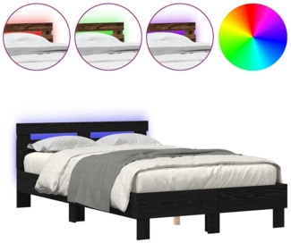 vidaXL Bettgestell Schwarz Eichen-Optik 135 x 190 cm Holzwerkstoff 3333956